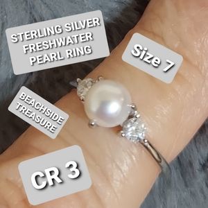 STERLING SILVER FRESHWATER PEARL RING SIZE 7